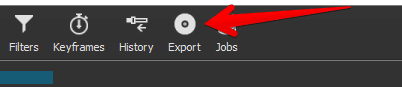 The Export button in Shotcut