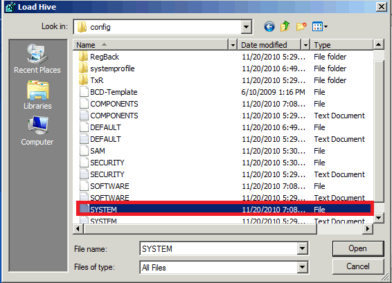 select system file