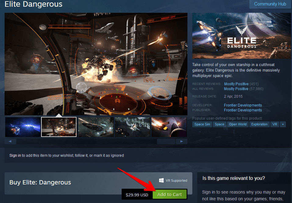 Buying Elite Dangerous on Steam