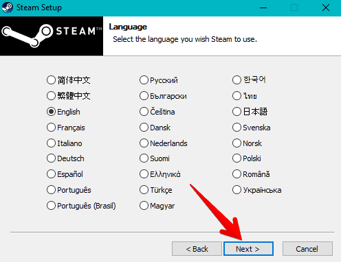 Choosing the language of Steam