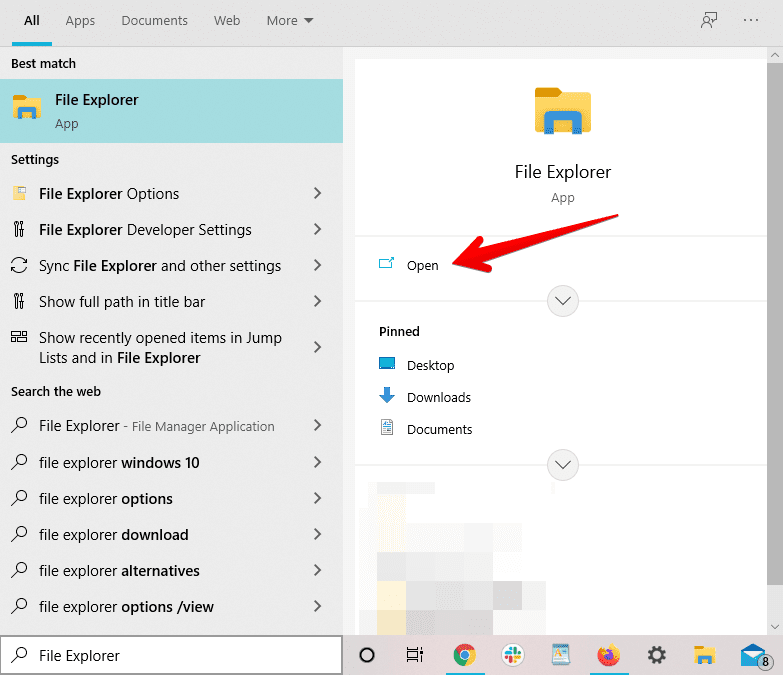 Opening the File Explorer app