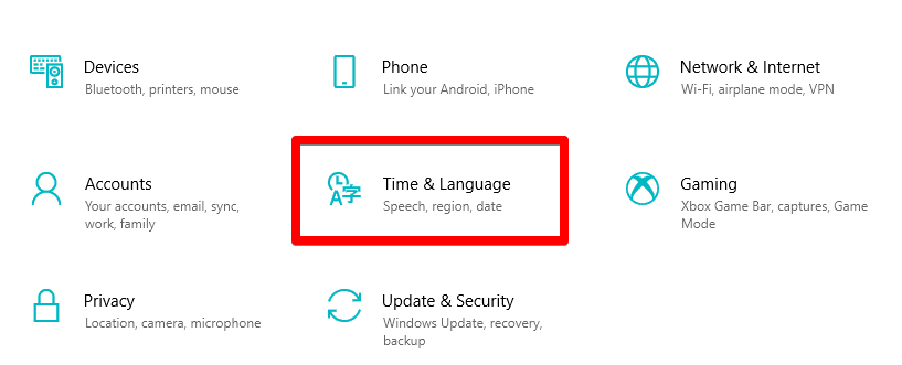 selecting time and language