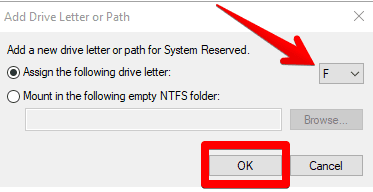 Confirming the addition of a new drive letter