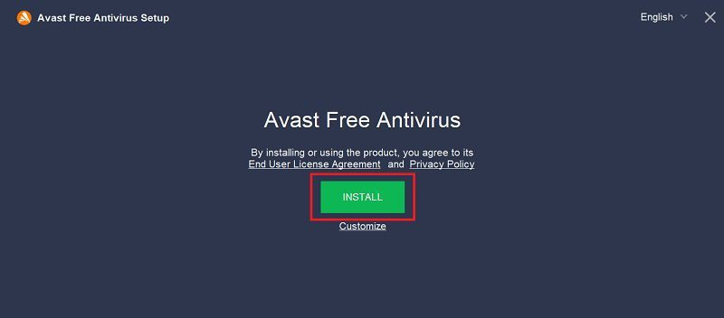 avast antivirus click the install option and follow on screen prompts to finish the installation process