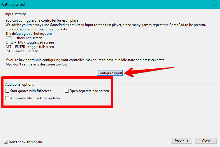 Configuring the input settings