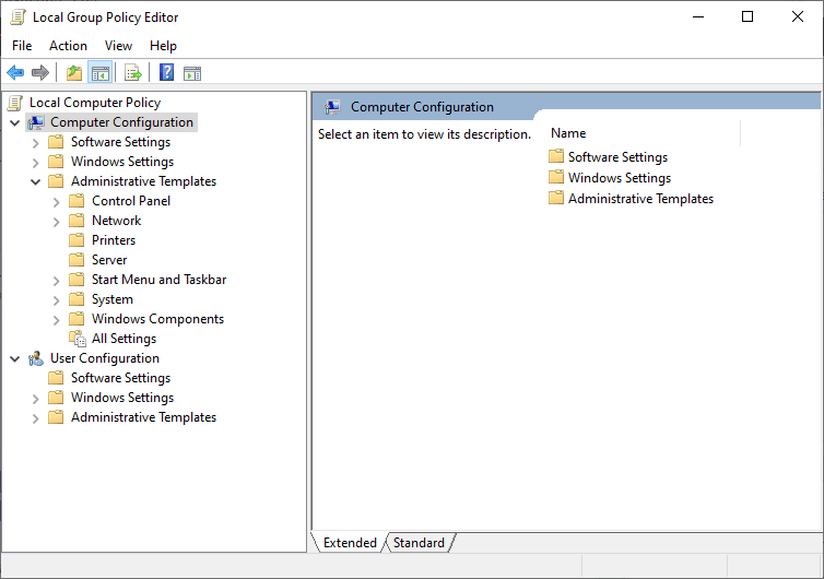 local group policy window