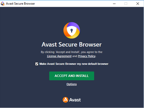 avast secure browser accept and install