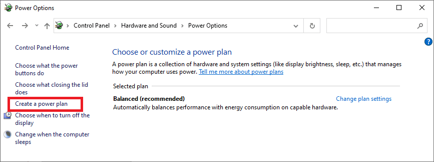 create power plan