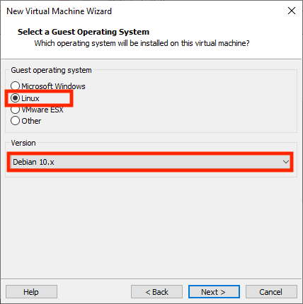 select linux and choose debian 10x