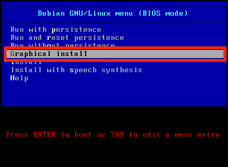 select the graphical install option