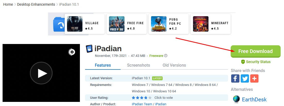 Downloading iPadian from File Horse