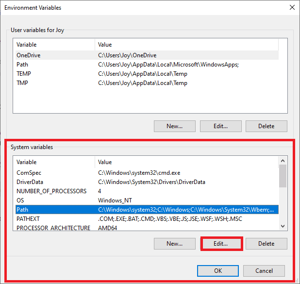 edit system variables