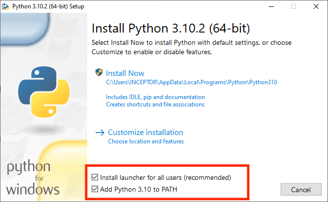 install python