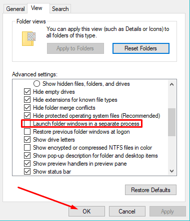 Launching folder windows in a separate process