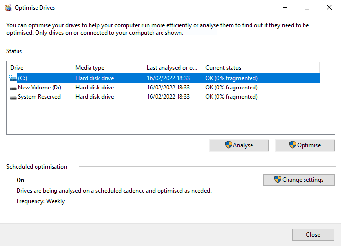 optimise drives