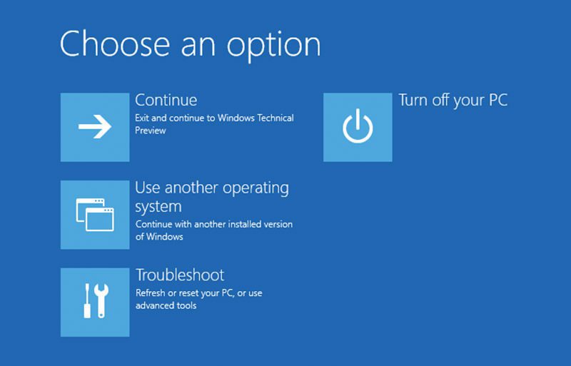 Windows Boot Options Menu