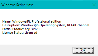 Windows Script Host license info
