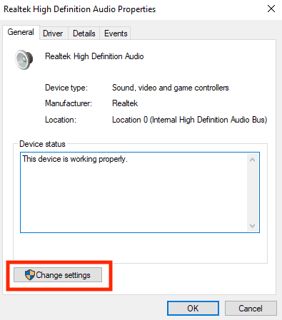 change settings