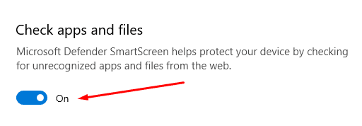 Disabling the SmartScreen filter on Windows 10