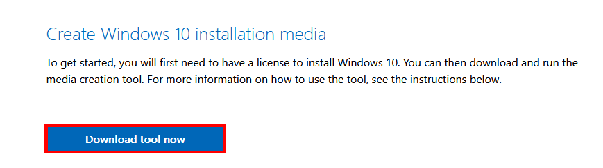 Downloading the Windows 10 installation media