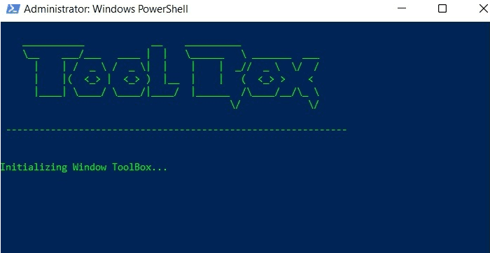 windows toolbox initializing