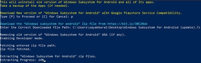 extracting windows subsystem for android