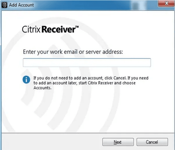 add citrix receiver account