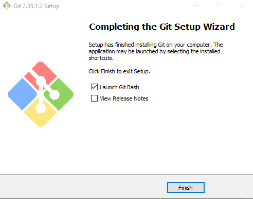 Finishing the installation and launching Git Bash