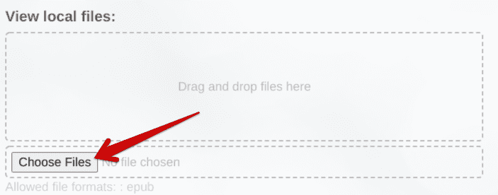 Choosing the EPUB file from local storage