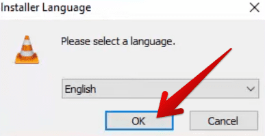 Selecting the language for VLC player's installation