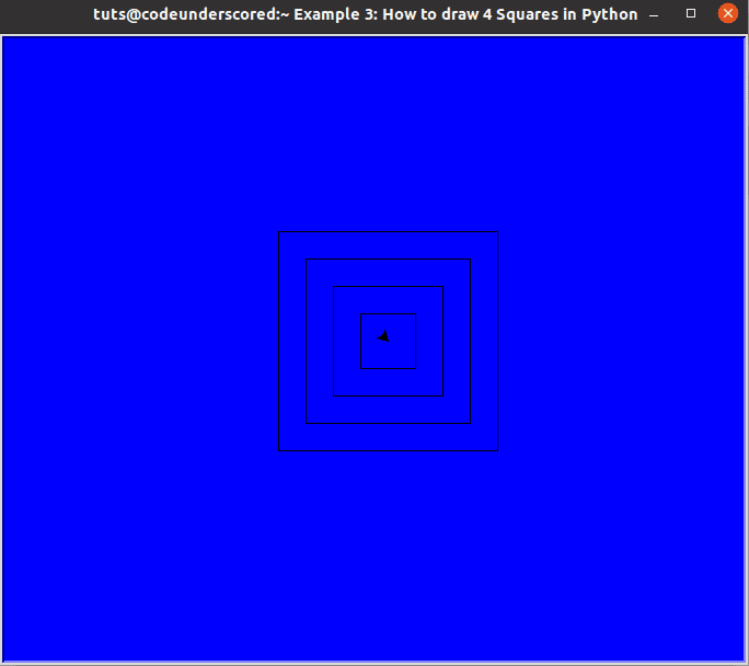 How to draw 4 squares in Python | Code Underscored