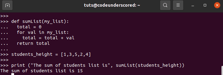 How to sum a list in Python | Code Underscored