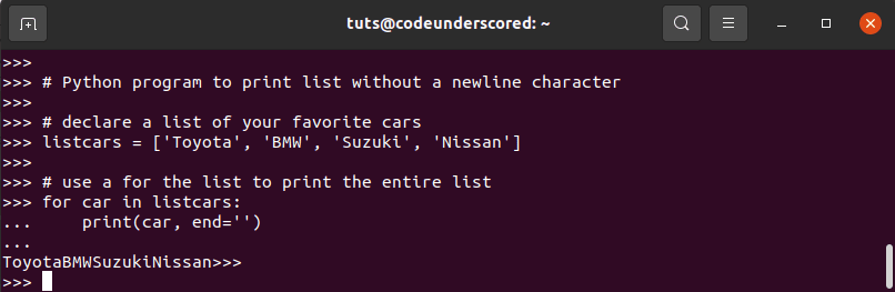 How to print without newline in Python | Code Underscored