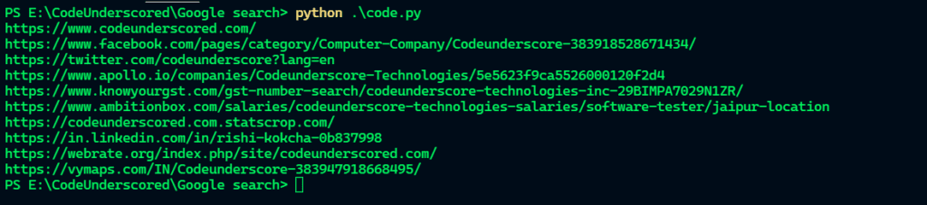 How to perform Google Search using Python | Code Underscored