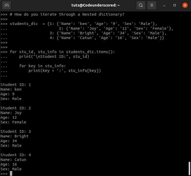 How to use Python Dictionary of Dictionaries | Code Underscored