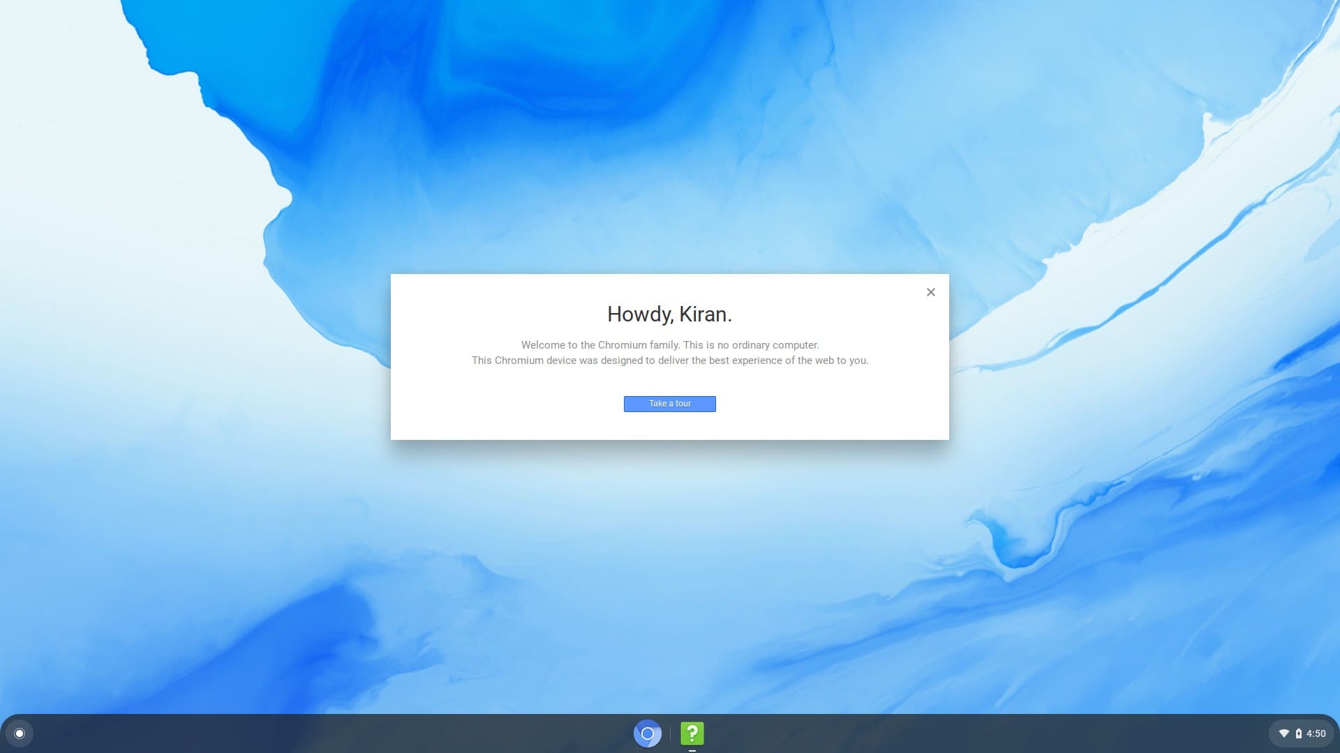 Chromium OS Welcome Screen