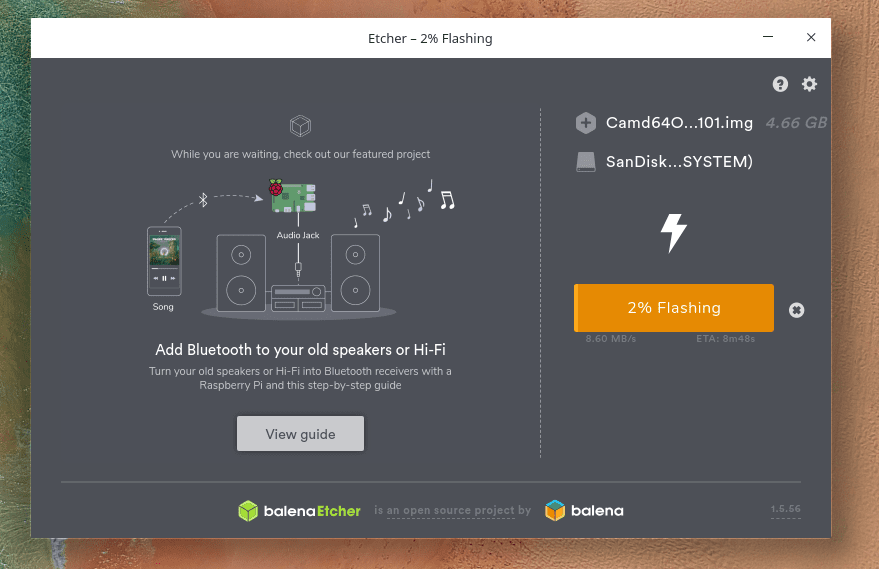 Etcher - Flashing Progress