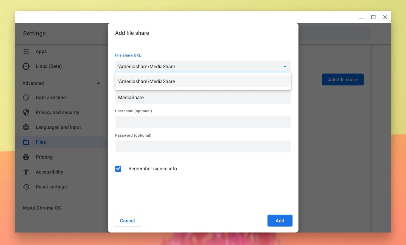 Adding Network Shares