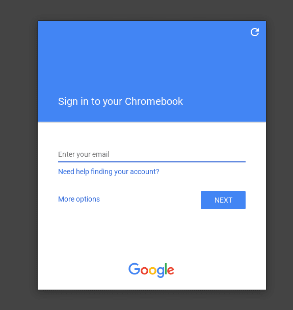 Chromebook Sign-in Screen