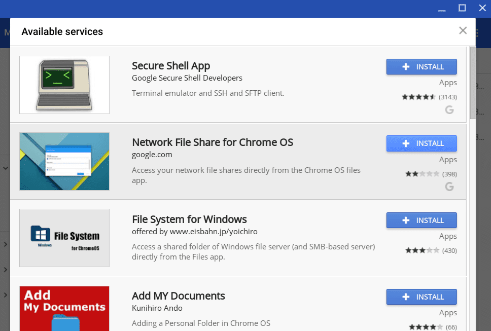 Install NFS for Chrome OS