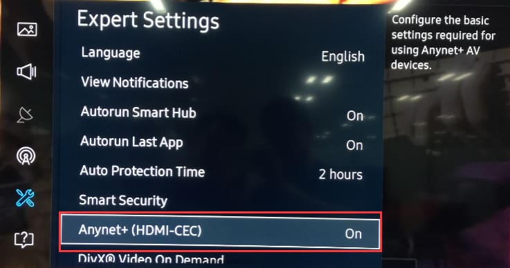 Samsung HDMI-CEC setting