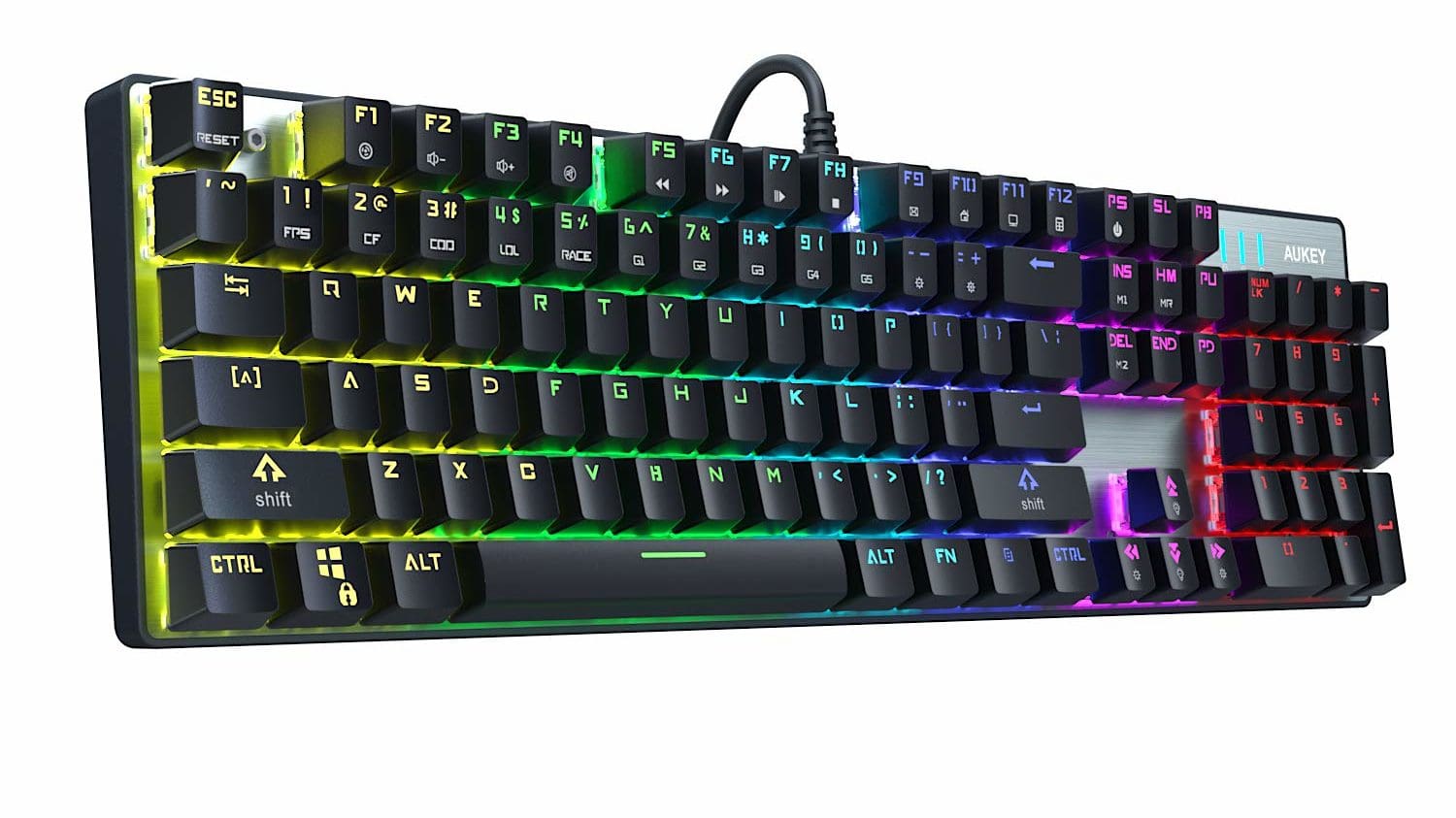 AUKEY Mechanical Keyboard Blue Switch, 104-Key RGB Backlit Gaming Keyboard