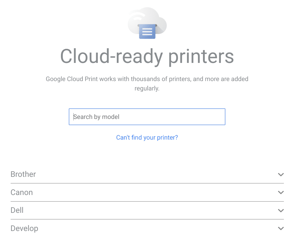 Cloud ready printers