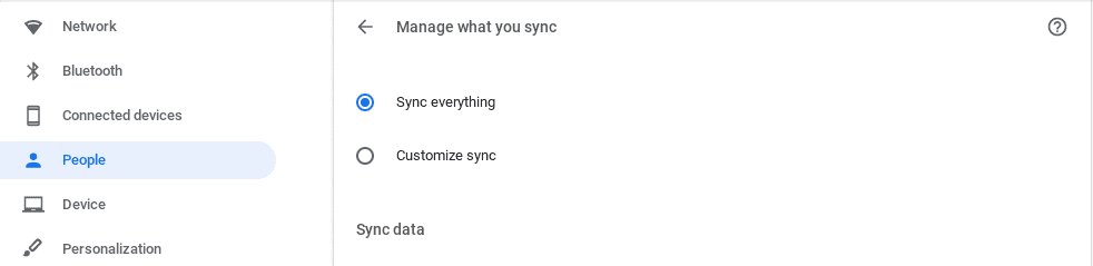 Choose what to sync