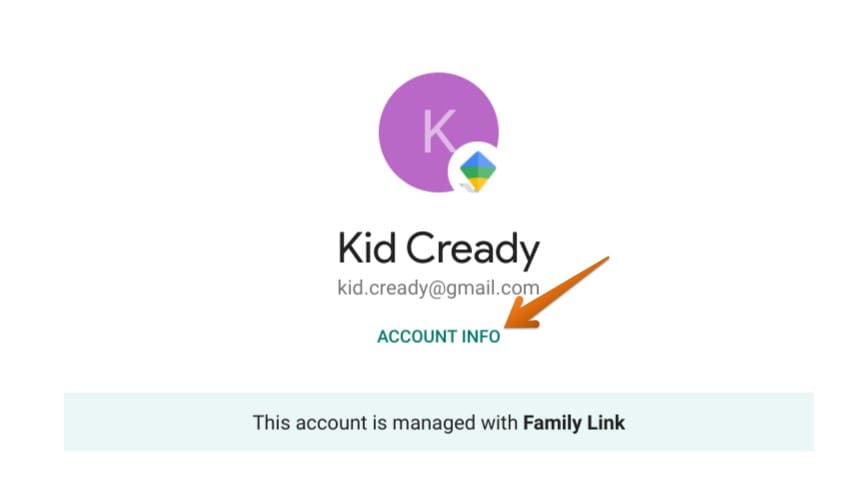 Kid's account Info