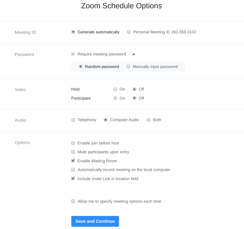 Zoom meeting scheduler