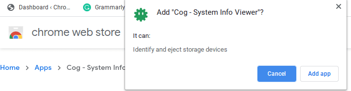 Add cog to Chrome