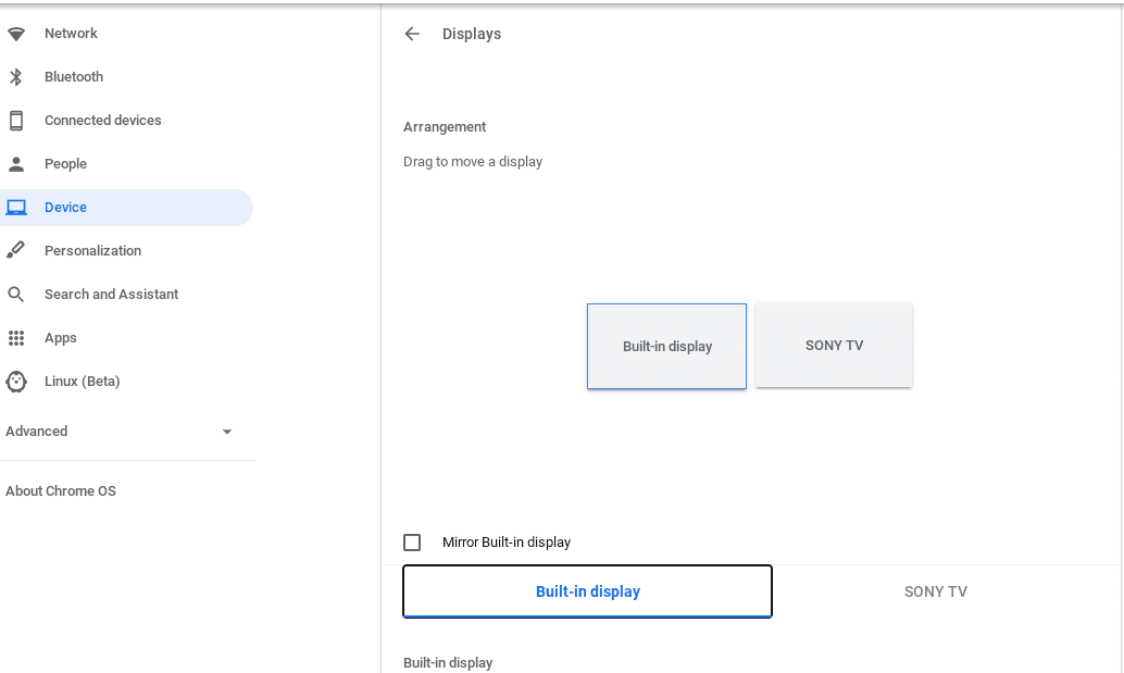 Chromebook Display Options