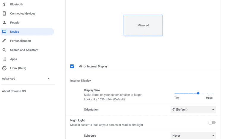 Chromebook Display Options