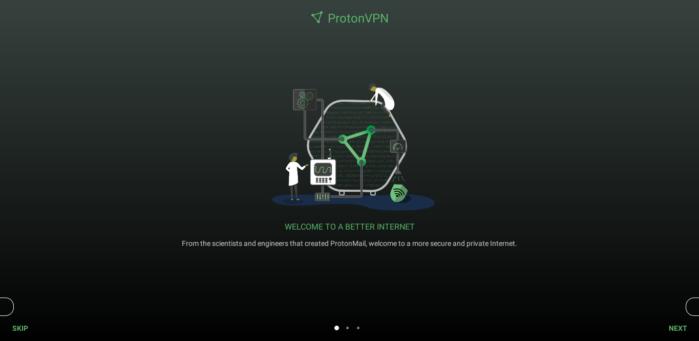 Proton VPN Welcome screen